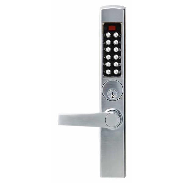 Dormakaba E-Plex 3000 Mortise Dead Latch Schlage "C" Keyway Narrow Stile Lever (Satin Chrome) E3065MSNL-626-41