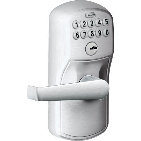 Schlage F Series Keypad Lever, Entry, Grade 2, Satin Chrome FE595 PLY ELA 626