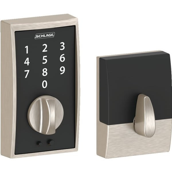 Schlage Century Style Touch Electronic Deadbolt, Satin Nickel BE375 CEN 619