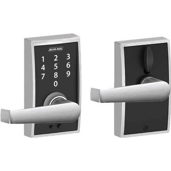 Schlage Century Style Touch Entry Elan Lever With Flex-Lock, Satin Chrome FE695 CEN 626 ELA