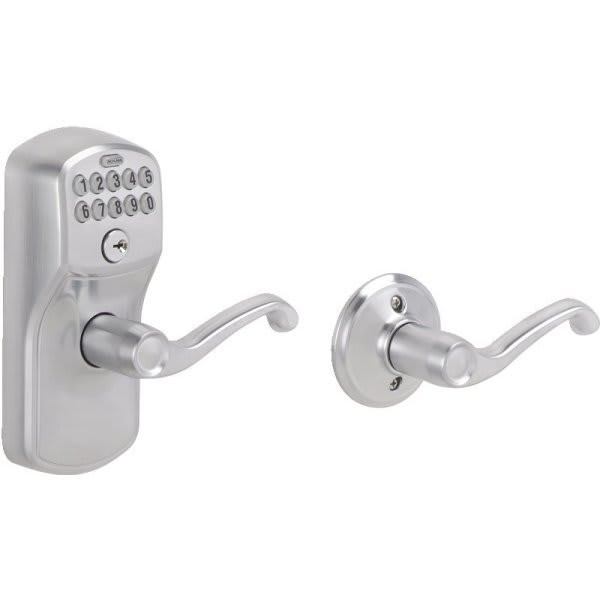 Schlage Plymouth Keypad Deadbolt With Auto Lock, Satin Nickel FE575 PLY 619 FLA