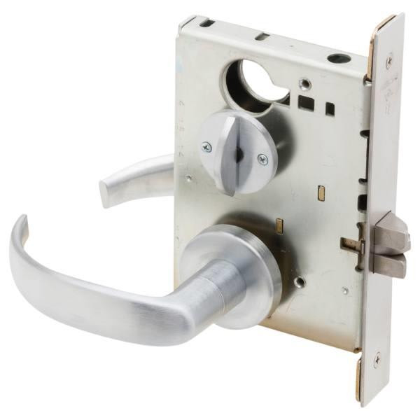 Schlage L Series Privacy Mortise Lock, Keyless, Satin Chrome