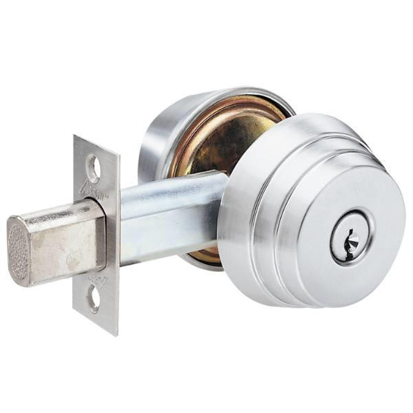 Arrow E Series Classroom Deadbolt, A Keyway, 2-3/8 Backset, Bright Chrome