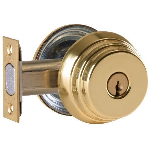 Arrow E Series  Double Cylinder Deadbolt, A Keyway, 2-3/8 Backset, Brass