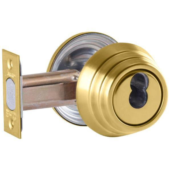 Arrow E Series Grade 2 Single Cylinder Deadbolt, Less Core, Satin Brass