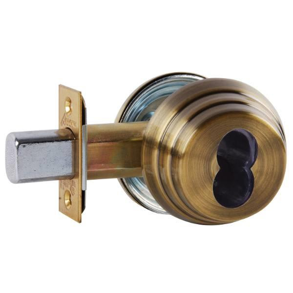 Arrow E Series Grade 2 Double Cylinder Deadbolt, Less Core, Antique Brass
