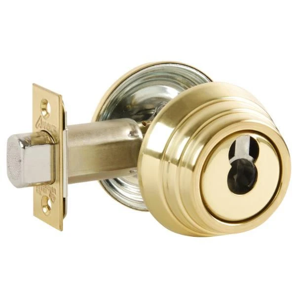 Arrow E Series Grade 2 Double Cylinder Deadbolt, Less Core, Bright Brass