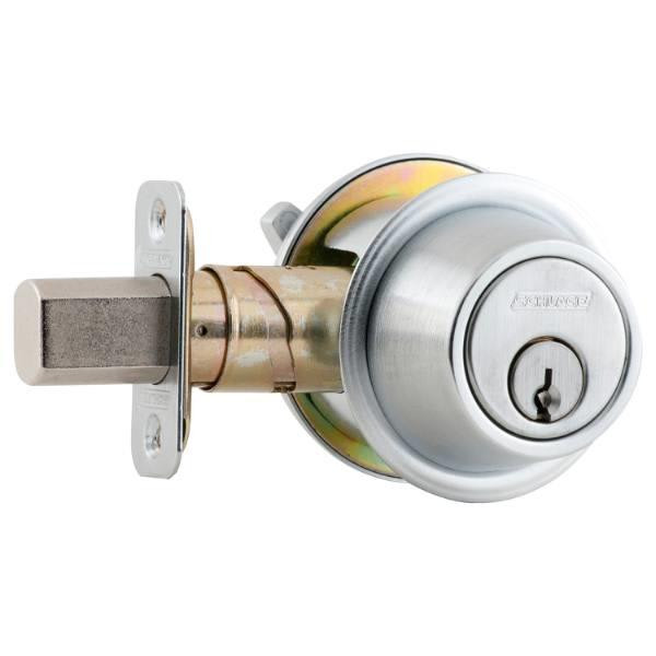 Schlage B500 Series Grade 2 Single Cylinder Deadbolt, E Keyway, Satin Chrome