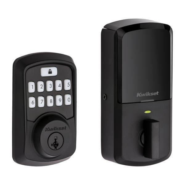 Kwikset Aura Matte Black Smart Electronic Deadbolt With Bluetooth And Smartkey Security
