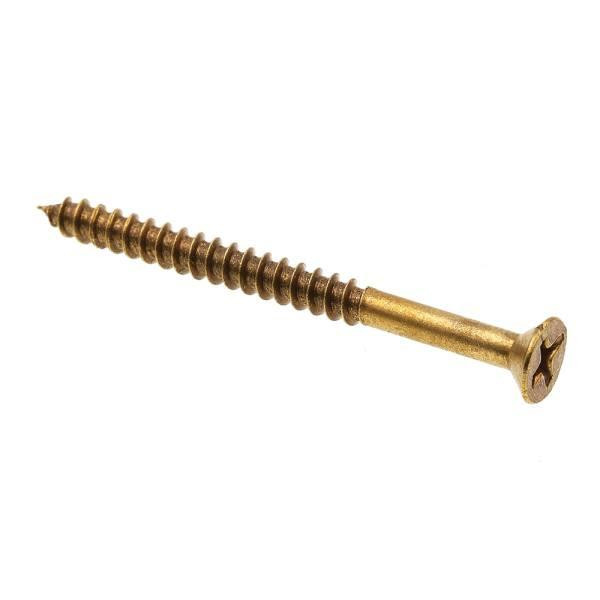 Wood Screws, Flat Head, Phillips Drive, #8 X 2 In., Solid Brass (50 Pack)