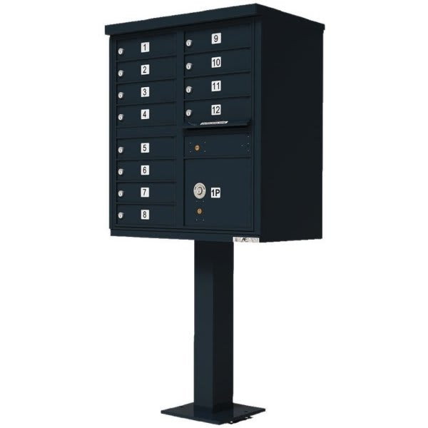 Florence Mfg Cluster Box Unit-12 Mailboxes /1 Parcel Locker/Black