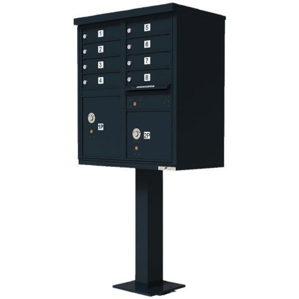 Florence Mfg Cluster Box Unit-8 Mailboxes, 2 Parcel Lockers, Black