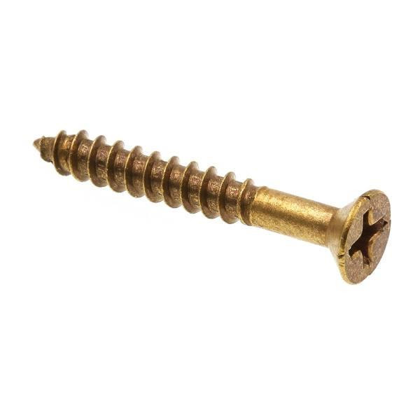 Ws, Flat Hd, Phil Dr, #8 X 1-, Solid Brass,package Of 100
