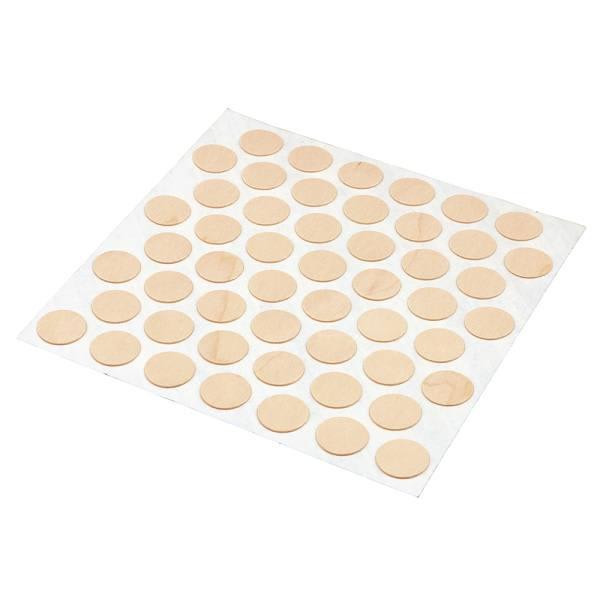 Pine Screw Hole Covers, Self-Adhesive, Real Wood Uned, 53 Per Sheet