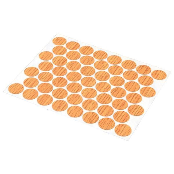 Oak Screw Hole Covers, Self-Adhesive, Smooth, Plast, 53 Per Sheet