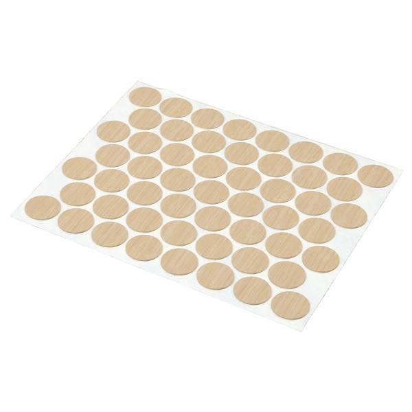 Maple Screw Hole Covers, Self-Adhesive, Smooth, Plast, 53 Per Sheet