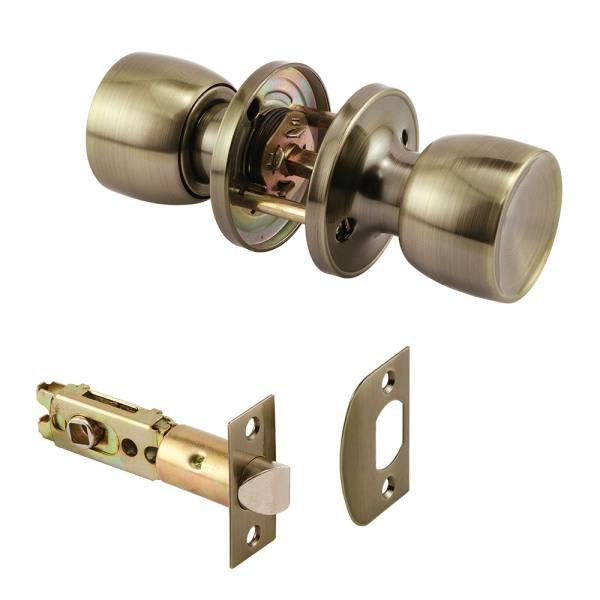 Passage Knob, Fits 2-3/8 In. 2-3/4 In. Bkst, Tulip, Atqe Brs 1-Set