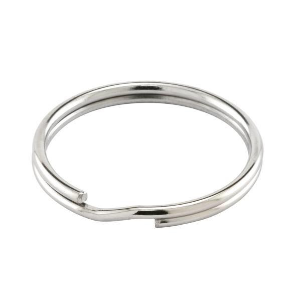 Split Key Ring, 1 In Diameter, Tempered Stl, Nkl-Pl, Package Of 10