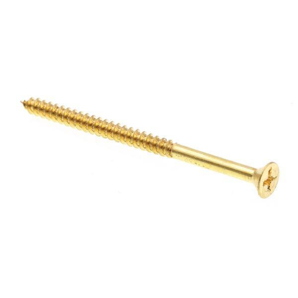 Wood Sws, Fh, Phil Dr, #10 X 3 In, Solid Brass, Package Of 25