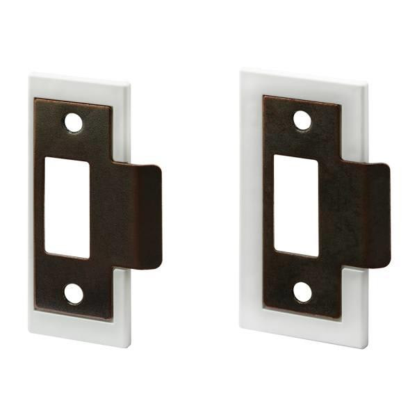 Make 2 Fit 1-3/8in 1-3/4in, Fix-A-Latch Srk Plate Rpr Kit, Stmp Stl, Bronze