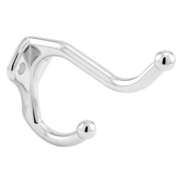 Sentry Coat Hook, 3in Projection, Cast Zamak Constrt, Chrm , 2 Prong