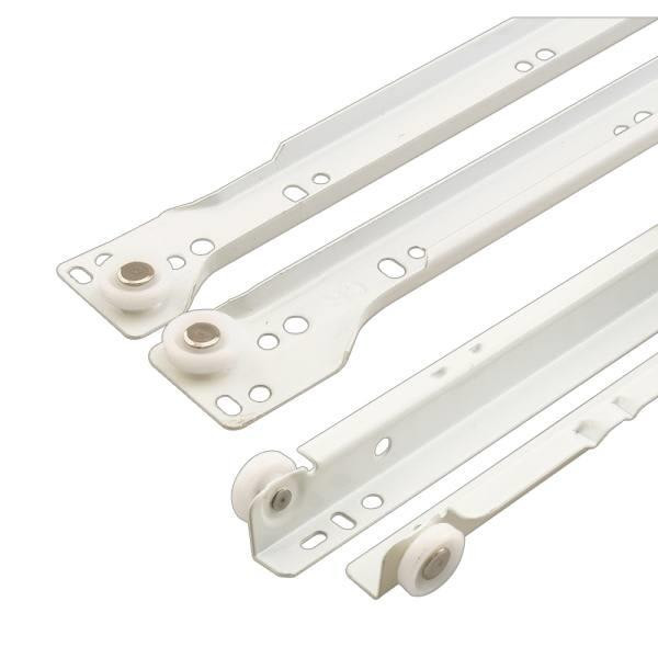 Drawer Slides , Bottom Mount , 20" Set , 19-3/4" , White