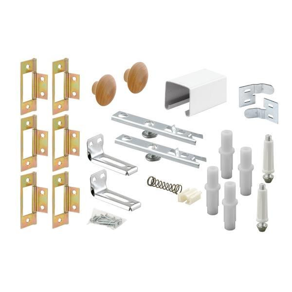 Slide-Co Bi-Fold Closet Dr Track Kit, 72in Open, Roll-Form Stl Trk, Wt , 4-Panel