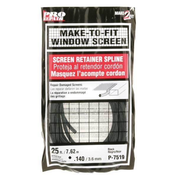 Make 2 Fit 0.14in X 25 Ft. Roll Black Spline