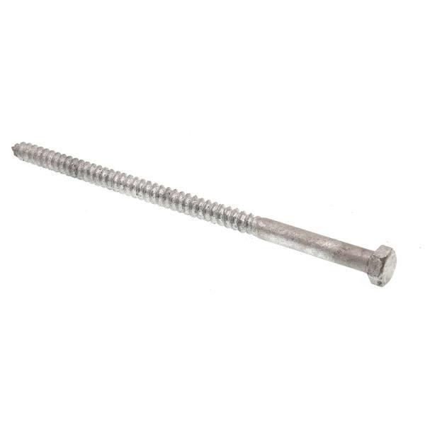 Hex Lag Screws, 3/8in X 8in, A307 Galv Steel, Package Of 10