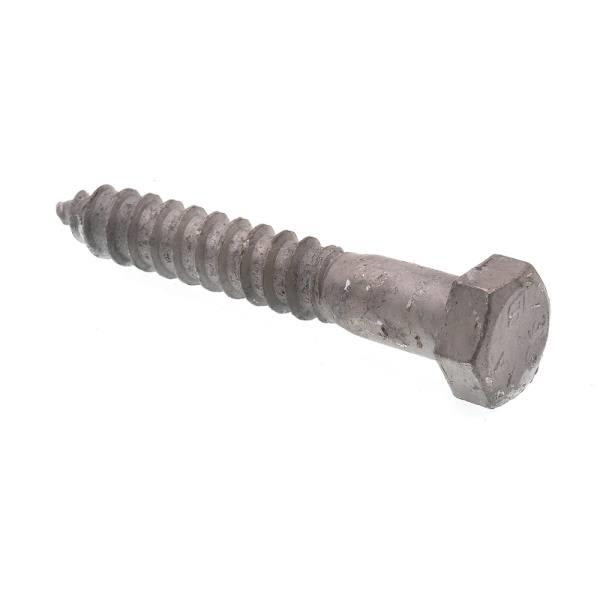 Hex Lag Screws, 1/2in X 3in, A307 Galv Steel, Package Of 50