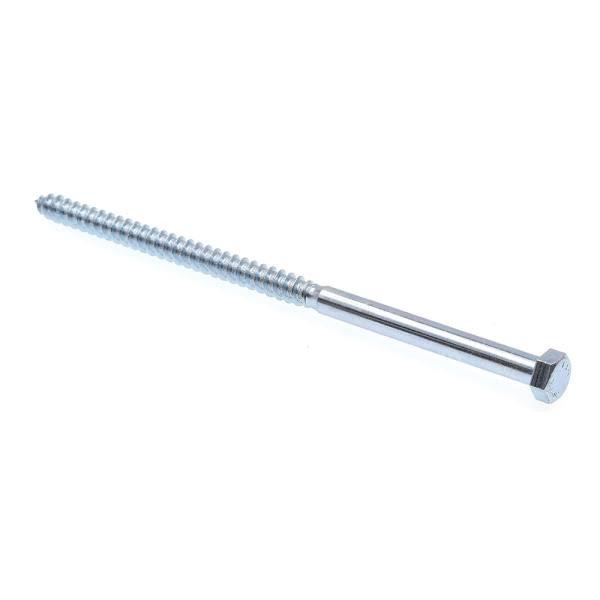 Hex Lag Screws, 3/8in X 8in, A307 Zc Steel, Package Of 50