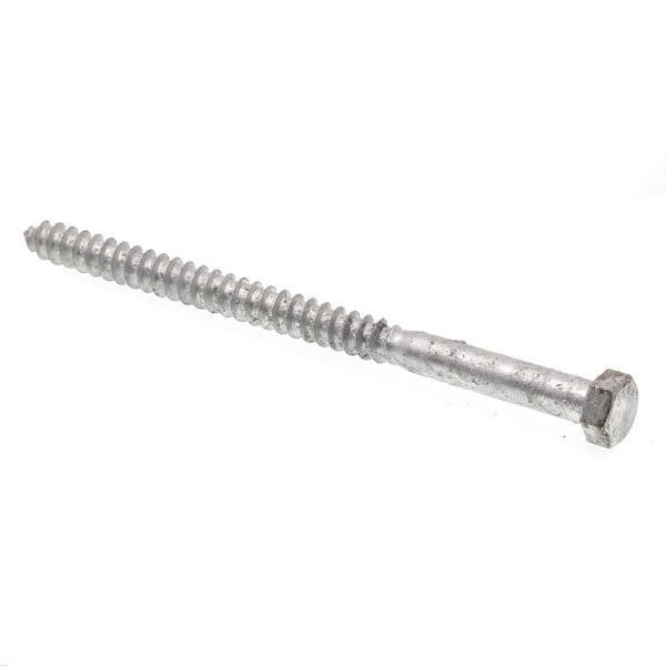 Hex Lag Screws, 3/8in X 6in, A307 Galv Steel, Package Of 50