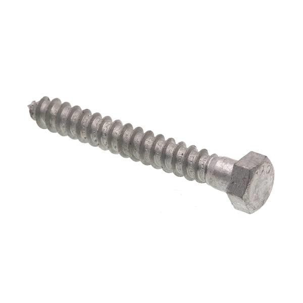 Hex Lag Screws, 3/8in X 3in, A307 Galv Steel, Package Of 25