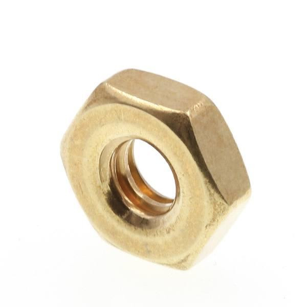 Machine Screw Hex Nuts, #10-24, Brass, Package Of 50