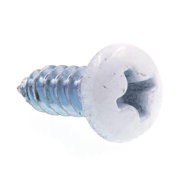 Sheet Metal Screws, #8 X 1/2in, Zc Steel W/ White Hd, Package Of 25