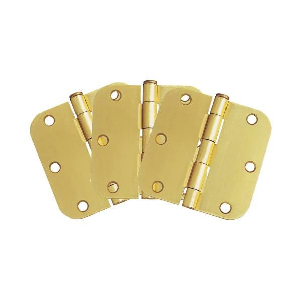 Design House Radius Door Hinge, 3-1/2 In. X 5/8 In., Satin Brass, Package Of 3