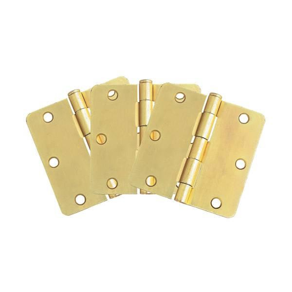 Design House Radius Door Hinge, 3-1/2 In. X 1/4 In., Satin Brass, Package Of 3