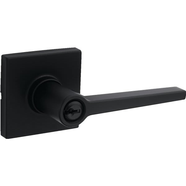 Kwikset Daylon Matte Black Keyed Entry Door Lever With Square Trim