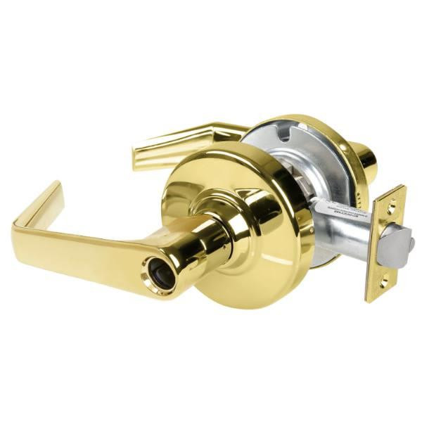 Schlage Alx Entrance Lockset, Saturn, Conventional, Bright Brass, Non-Handed