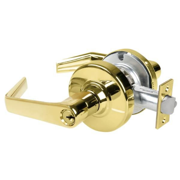 Schlage Alx Storeroom Lockset, Saturn, S123 Keyway, Bright Brass, Non-Handed
