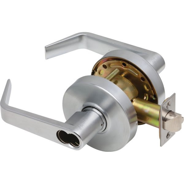 Dexter C1000 Cylindrical Storeroom Lock Regular Lever Less Sfic Satin Chrome