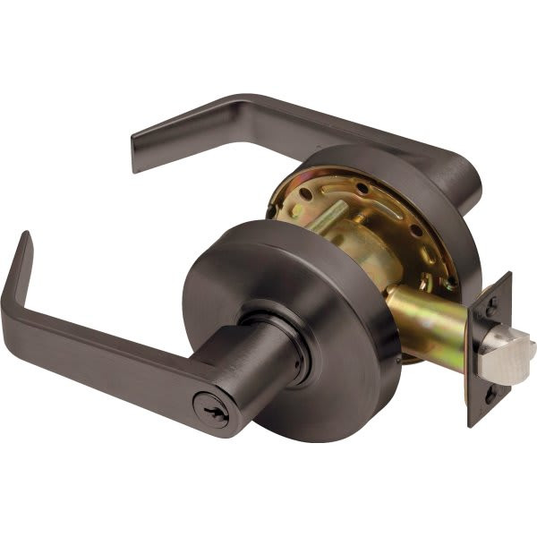 Dexter C2000 Cylindrical Classroom Lock Regular Lever 6-Pin Keyway Satin Bronze