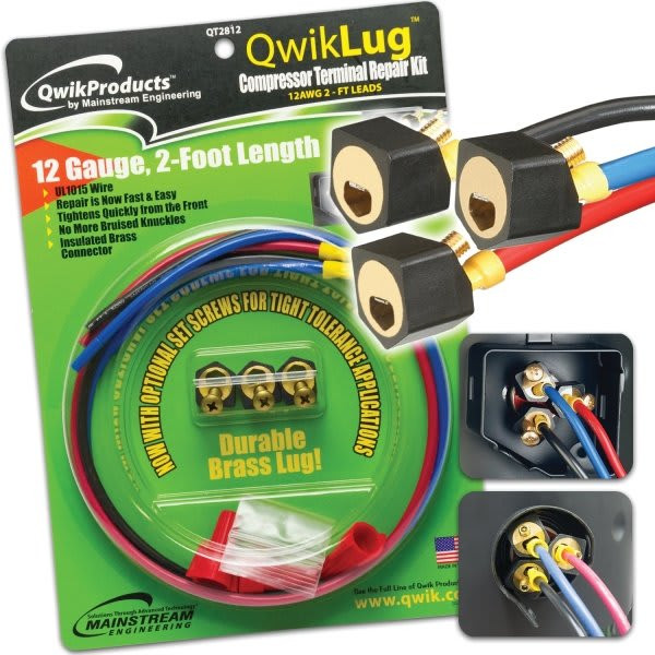 Qwikproducts Three Terminal Repair Lugs/Bags 12awg - 2 Foot Leads With Nut