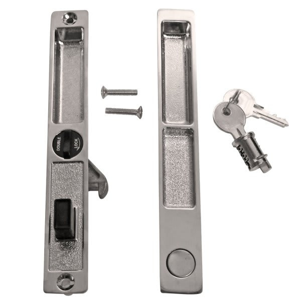 Strybuc Patio Door Chrome Handle Lock Assembly With Key Lock Pack Of 2