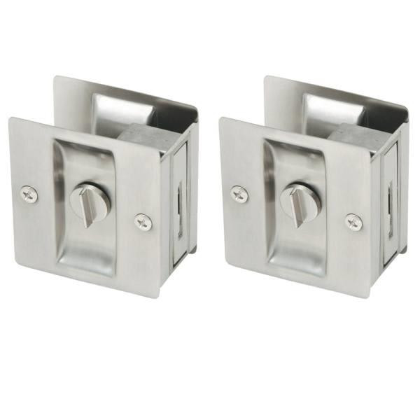 Design House Pocket Door Privacy Hardware In Satin Nickel, Package Of 2