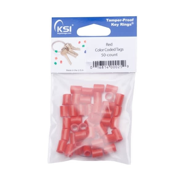 Key Systems Tamper Proof Rings Color Coding Tags, Red, Package Of 50