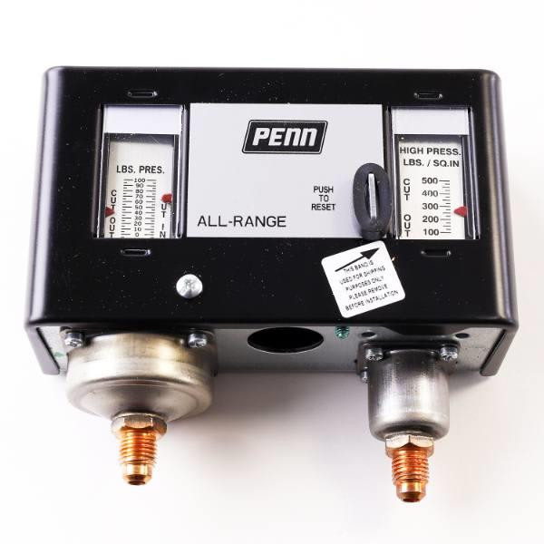 Johnson Controls Dual Pressure Control, Manual, 20"Hg-100psi Low 100-500psi High