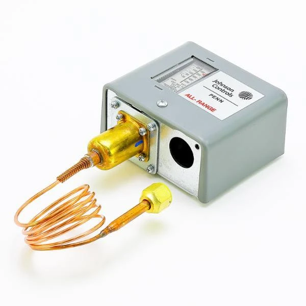 Johnson Controls Pressure Switch, Spst, Open Low, 36" Capillary, 100-470 Psi