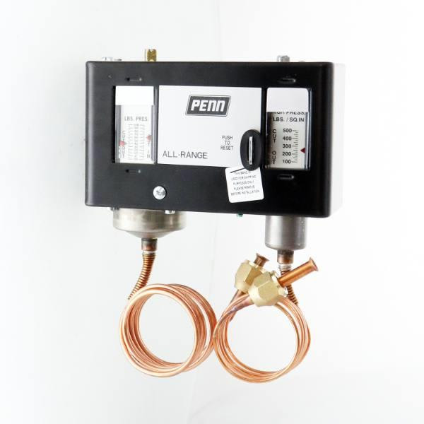 Johnson Controls Dual Pressure Control, Spst, 20" Hg-100psi Low, 100-500psi High