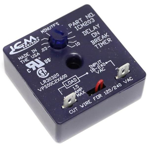 Icm 18-240 Vac Delay-On-Break Timer With .03-10 Minutes Adjustable Time Delay
